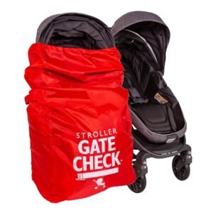 J.L. Childress Gate Check Bag for Single & Some Double Strollers - Travel Bag for Airplane, Fits Most Standard Baby Strollers, Airport Accessories for Gate Check, Flying Essentials - Red