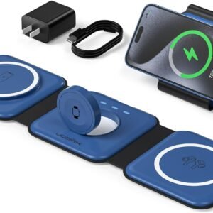 UCOMX 3 in 1 Charging Station for Multple Devices,Foldable 3 in 1 Wireless Charger for Travel,Nano Wireless Charging Station for iPhone16 15 14 13 12 Pro Max/Watch 10 9 8 7 6 5 4 3 Ultra/AirPod Pro