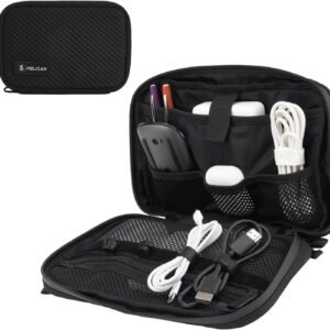 Pelican Electronic Organizer Travel Case - Portable Storage Bag with Multiple Storage Mesh Pockets for Cables, Chargers, Power Bank, AirPods - Cord Organizer and Airplane Travel Essentials Bag - Black