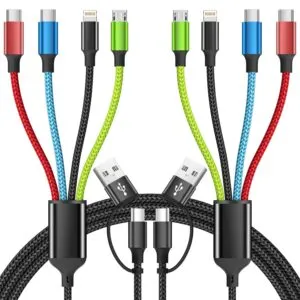 Firsting Travel Essentials 4 in 2 Multi Charging Cable, USB A/C Charging Cords with Dual Type-C, USB Cable Phone Charger Compatible with Most Cell Phones/Tablets and More (2Pack, 5FT)