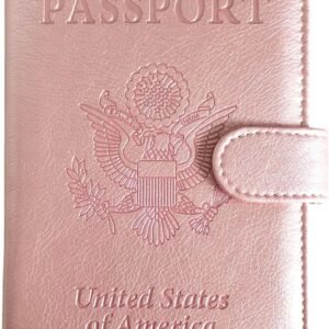 Passport Holder with Vaccine Card Slot, Travel Wallet (pink)