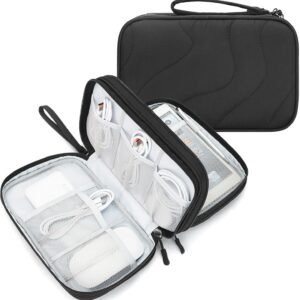 Skycase Tech Pouch - Lightweight Electronics Organizer Travel Case, Double Layers Travel Cable Organizer, All-in-One Storage Bag for Charger, Cord, Phone, Flash Drive, Accessories