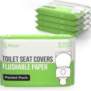 Toilet Seat Cover Paper Flushable (50 Pack) - XL for Adults and Kids Potty Training, 100% Biodegradable Travel Supplies Essentials for Public Restrooms, Airplane, Camping, Festivals