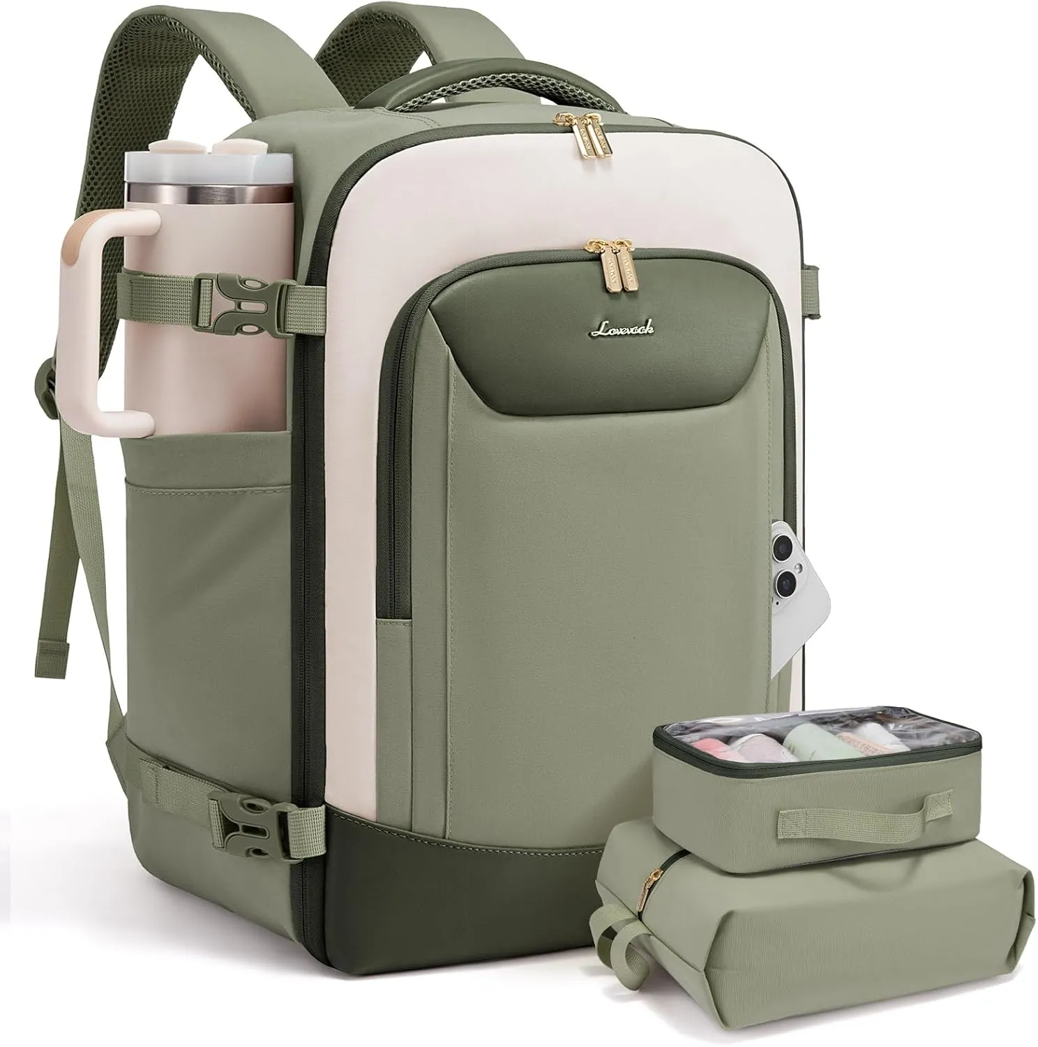 LOVEVOOK 40L Travel Backpack for Women Men, Large Carry on Backpack for Airplanes TSA Personal Item Travel Bag fits 15.6" Laptop, Waterproof Weekender Essentials Airline Approved with 2 Packing Cubes