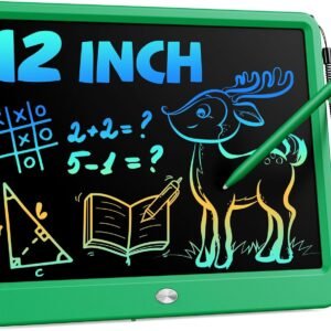 Bravokids 12 Inch LCD Writing Tablet for 3 Year Olds - Electronic Drawing Pad and Doodle Board as Educational Birthday Gifts for Girls and Boys (Green)