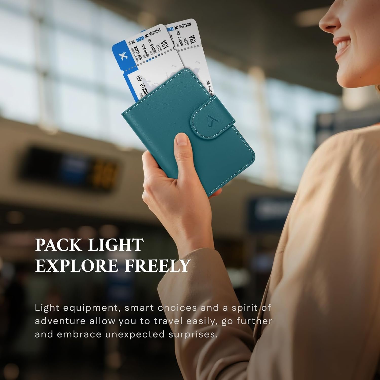 ALLIVE Rfid Passport Holder for Travel Women & Men, Passport Cover Wallet with AirTag Hidden, Genuine Leather Passport Holder Essential for Business Travel, Airport Security (Lake Blue) - Image 7