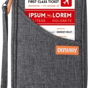 defway Passport Holder Travel Wallet - Family Passport Holder of 4, RFID Blocking Passport Wallet for Men Women, Travel Essentials for Flying, GREY