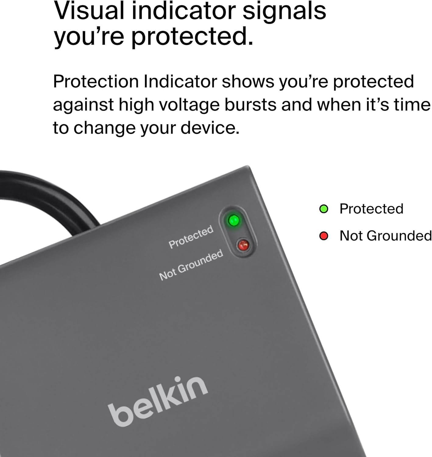 Belkin 12-Outlet Surge Protector Power Strip w/ 12 AC Outlets & 8ft Flat Plug, UL-listed Heavy-Duty Extension Cord for Home, Office, Travel, Computer, Laptop, Charger - 3,940 Joules of Protection - Image 7