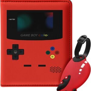 Slohif Kids Passport Holder Lugguage Tag Set Suitcase Cover Wallet Case for Travel Boys Women - Cute Leather Passport Book Personalized Organizer Card Protector Sleeve Essentials Slim Carrier Game