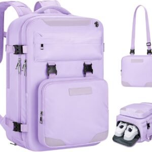 Maelstrom Travel Backpack for Women Men,35L Laptop Backpack Fits 17-Inch Laptop,Carry On Backpack for Airplanes with Crossbody Bag&Shoe Compartment&Toiletry Bag (Purple, Large)