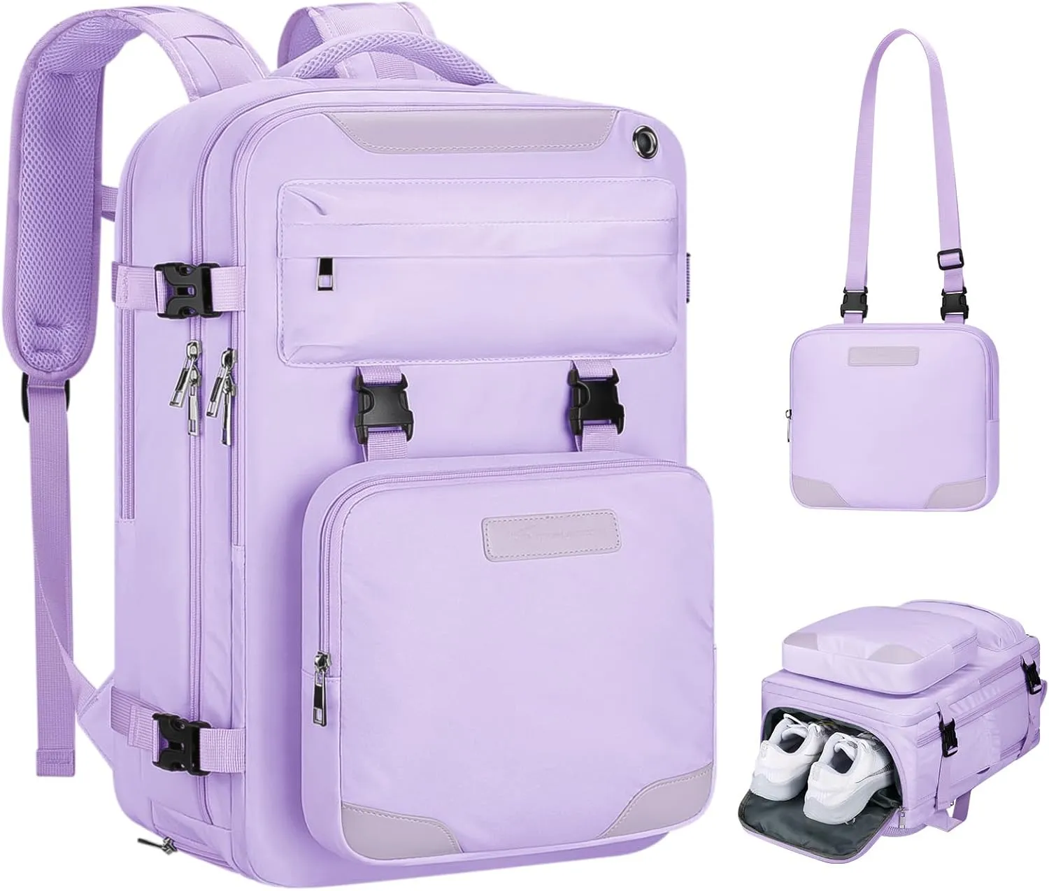 Maelstrom Travel Backpack for Women Men,35L Laptop Backpack Fits 17-Inch Laptop,Carry On Backpack for Airplanes with Crossbody Bag&Shoe Compartment&Toiletry Bag (Purple, Large)