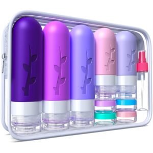 Aeomni 19 Pack travel Bottles for Toiletries, Silicone TSA Approved Travel Size Containers for toiletries Leak Proof Refillable Travel Accessories for Shampoo Conditioner Lotion