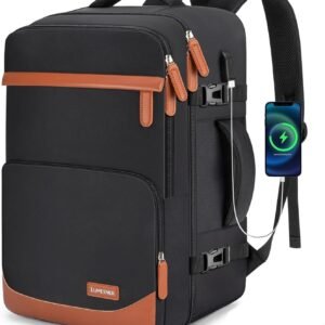 Velaybor 50L Travel Backpack with USB Charging Port, Water-Resistant Carry On Backpack for Men Women, Business Laptop Backpack for Trips & Commutes, Fits 18 Inch Laptop