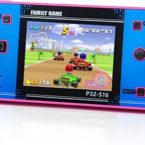 Handheld Game for Kids ，Built-in 220 32-bit Video Games, 3.0” IPS Screen, Rechargeable Portable Game , Travel Mini Arcade Electronic Toys Gift for Boys and Girls (Pink+Blue)