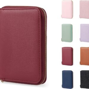 CoBak Passport Holder Cover with Safe Zipper Closure, Premium Passport Wallet for Travel, Cute RFID Blocking Card Case, Waterproof Travel Accessories for Man, Pebbled Wine