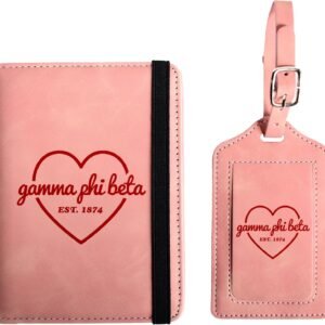Gamma Phi Beta Passport Holder and Luggage Tag Travel Accessories Set, Officially Licensed Gamma Phi Beta Sorority Gift for Women