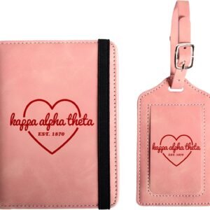 Kappa Alpha Theta Passport Holder and Luggage Tag Travel Accessories Set, Officially Licensed Kappa Alpha Theta Sorority Gift for Women