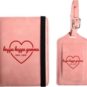 Kappa Kappa Gamma Passport Holder and Luggage Tag Travel Accessories Set, Officially Licensed Kappa Kappa Gamma Sorority Gift for Women