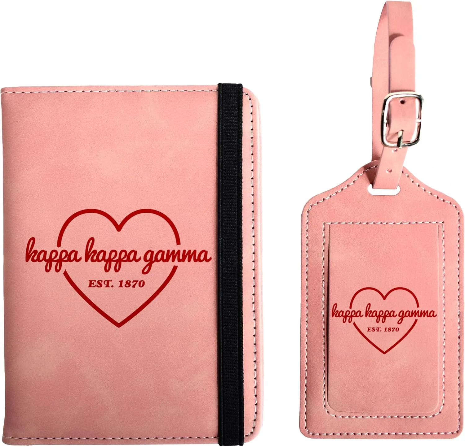 Kappa Kappa Gamma Passport Holder and Luggage Tag Travel Accessories Set, Officially Licensed Kappa Kappa Gamma Sorority Gift for Women