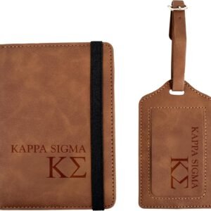 Kappa Sigma Passport Holder and Luggage Tag Travel Accessories Set, Officially Licensed Kappa Sigma Fraternity Gift for Men