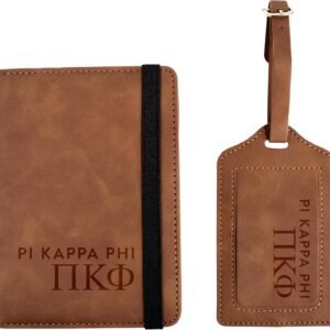 Pi Kappa Phi Passport Holder and Luggage Tag Travel Accessories Set, Officially Licensed Pi Kappa Phi Fraternity Gift for Men
