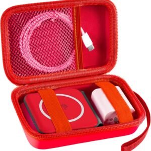 Travel Case for UCOMX for Nano/for Iseyyox/for LISEN/for RTOPS 3 in 1 Wireless Charger, Foldable Magnetic Charging Station Storage Holder Bag for Fast Charge Pad Cable and Adapter, Red-Box Only