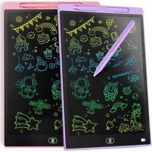 [2 Pieces] LCD Writing Board, 10 Inches, Genialba Colourful LCD Writing Tablet, LCD Writing Tablet, Electronic Tablet, Graphic Tablet for Children's Games 3 4 5 6 7 Years Boys Girls (Purple & Pink)