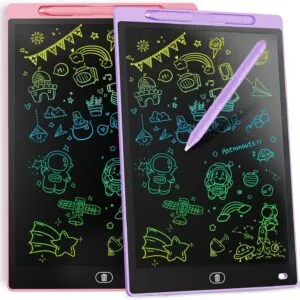 [2 Pieces] LCD Writing Board, 10 Inches, Genialba Colourful LCD Writing Tablet, LCD Writing Tablet, Electronic Tablet, Graphic Tablet for Children's Games 3 4 5 6 7 Years Boys Girls (Purple & Pink)