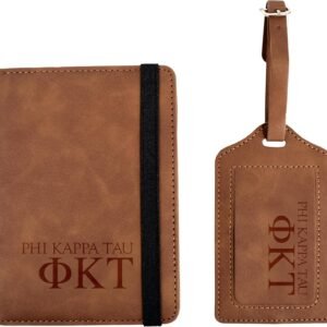 Phi Kappa Tau Passport Holder and Luggage Tag Travel Accessories Set, Officially Licensed Phi Kappa Tau Fraternity Gift for Men