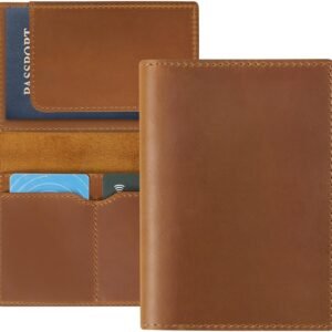 Jack&Chris Leather Passport Holder, Handmade Passport cover, Travel Wallet Cover Case for Men and Women, Leather Travel Documents Organizer Protector, JC107