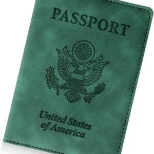 Passport Holder for Travel Essentials,RFID Blocking Passport Cover Wallet Card Case for Women and Men (Dark Green)
