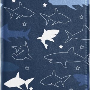 Sletend Passport Holder Shark Cartoon Passport Cover for Women Men,Travel Document Organizer Holder Accessories Boy Girl t personalized Passport Wallet