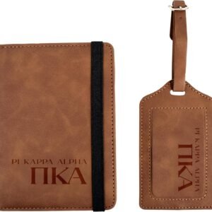 Pi Kappa Alpha Passport Holder and Luggage Tag Travel Accessories Set, Officially Licensed Pi Kappa Alpha Fraternity Gift for Men