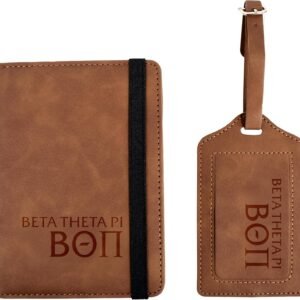 Beta Theta Pi Passport Holder and Luggage Tag Travel Accessories Set, Officially Licensed Beta Theta Pi Fraternity Gift for Men