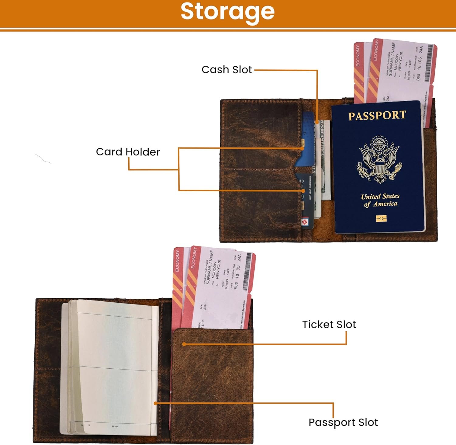 LEATHER VILLAGE Leather Passport Holder Cover – Travel Wallet with Card Slots, Vintage Passport Case for Men & Women – Cute Organizer for Travel Accessories & Documents - Distressed Brown - Image 7