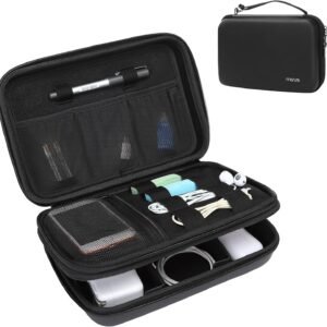 MOSISO Electronic Organizer Travel Case, Double Layer Accessories Case for Charger, Phone, Earphone, Mouse and Other Accessories, Waterproof Electronic Storage Bag with Handle, Black