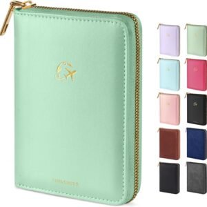 Forvencer Passport Holder Cover with Safe Zipper Closure, Premium Passport Wallet for Travel, Cute RFID Blocking Card Case, Waterproof Travel Accessories for Women, Mint Green