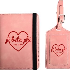 Pi Beta Phi Passport Holder and Luggage Tag Travel Accessories Set, Officially Licensed Pi Beta Phi Sorority Gift for Women