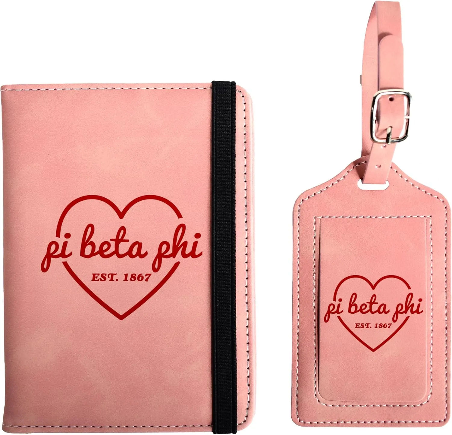 Pi Beta Phi Passport Holder and Luggage Tag Travel Accessories Set, Officially Licensed Pi Beta Phi Sorority Gift for Women
