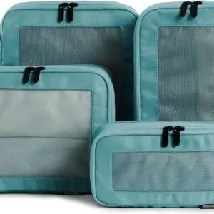 Aerotrunk Compression Packing Cubes for Travel - Luggage Organizer Bags - Double Zipper Packing Cubes for Suitcases (4-Pack, Teal)