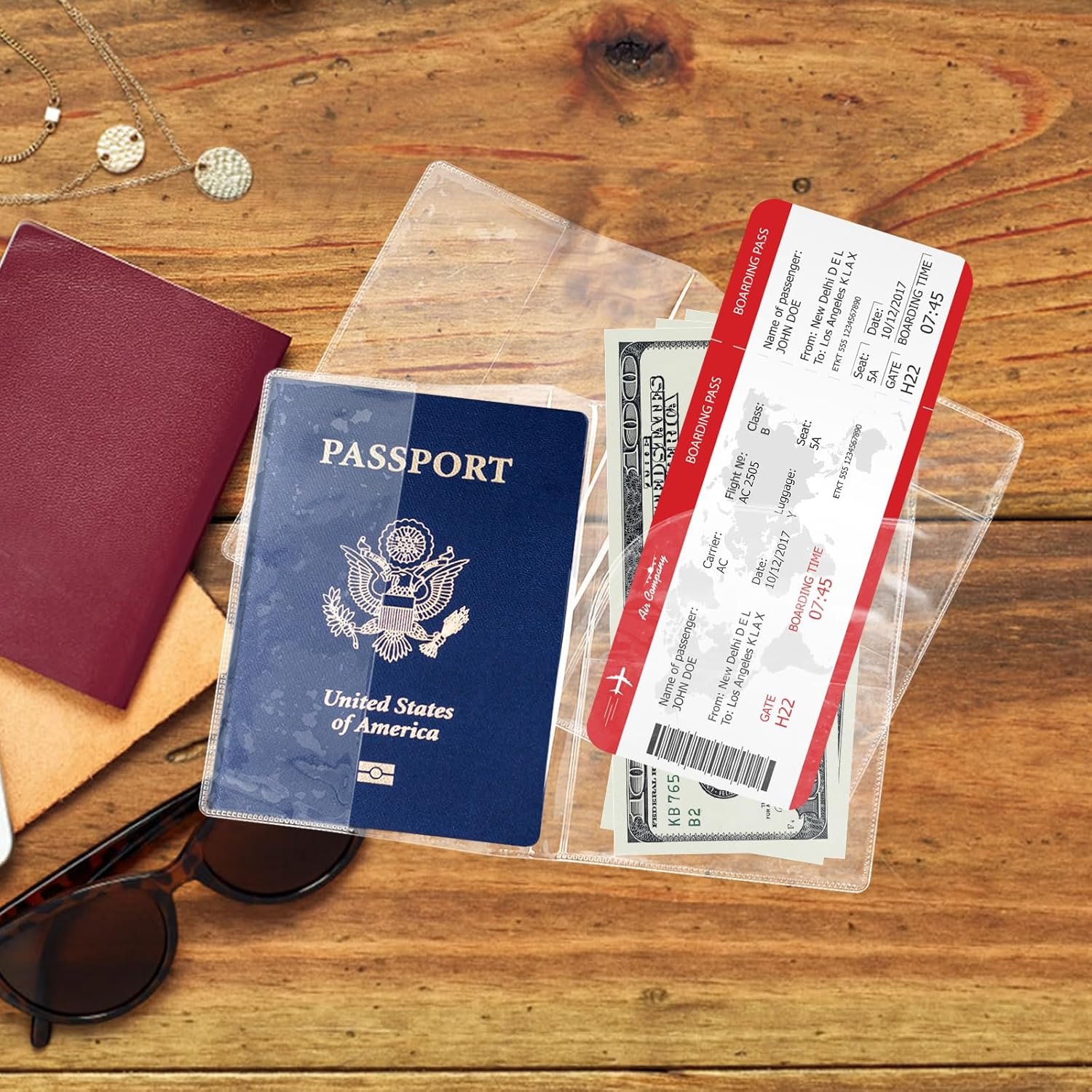 Clear Passport Protector Holder Waterproof Plastic Passport Cover Vinyl ID Protector for Travel Document Credit Card (5 Pack) - Image 3