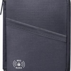 FIREDOG Passport Holder for Travel,RFID Blocking Passport Holder & Travel Wallet for Men and Women - Secure Organizer Multiple Card Slots, Holds Passports, Cards, Tickets, ID, Cash Holder(Grey)