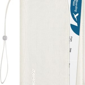 MoKo Family Passport Holder for 5, RFID Blocking Passport Wallet for Men Women, Travel Wallet Holder with Multiple Compartments, Travel Document Organzier for Cards, ID, Tickets, Keys, Beige