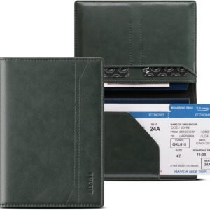VULKIT Passport Holder for Travel, Rfid Blocking Passport Cover, Slim Travel Wallet for Men & Women, Pine Green