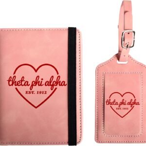 Theta Phi Alpha Passport Holder and Luggage Tag Travel Accessories Set, Officially Licensed Theta Phi Alpha Sorority Gift for Women