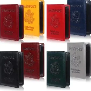 8 PCS Passport Holder Cover Combo Leather Passport Holder Combo with Vaccine Card Slot Passport Cover Passport Case Cover Protector PU Travel Documents Organizer for Women and Men Passport Wallet