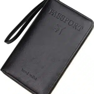 defway Passport Holder Travel Wallet - RFID Blocking Passport Holder Card Slots, PU Leather Travel Wallet Cover, Organizer for Documents Travel Essentials (Black)