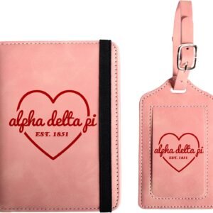 Alpha Delta Pi Passport Holder and Luggage Tag Travel Accessories Set, Officially Licensed Alpha Delta Pi Sorority Gift for Women