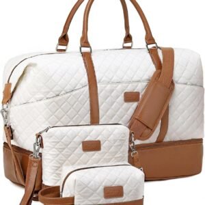 Weekender Bag, Large Travel Duffel Bag for Women, Carry on Overnight Bag with Shoe Compartment and Toiletry Bags