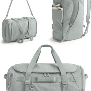 BAGSMART 4-IN-1 Duffle Bag for Travel, 40L Travel Bag Gym Duffle, TSA Carry on Backpack with Shoes Compartment & Wet Pocket, Water-resistant Workout Duffel, Grey